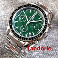 Bliger 40mm Quartz Full Functional Chronograph Watch Green Dial Folding Clasp