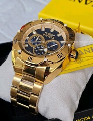 Invicta VENOM High Polished Gold SS Plating Blue Dial Multifunction Mens watch