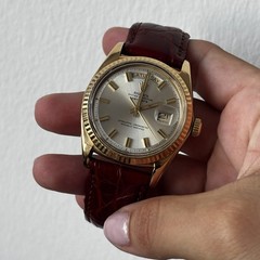 Rolex Day-Date President 1803 36mm 18K Yellow Gold Silver Dial | Vintage | Leath