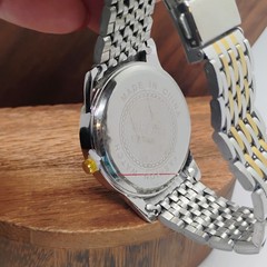 ORUSS 1853 Men’s Wrist Watch Red Dial Silver Gold Stainless Day Date New In Box
