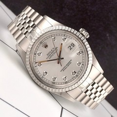 Rolex 36mm Datejust Steel Engine-Turned Silver Dial Watch