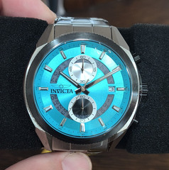 Invicta Chronograph Quartz Blue Dial Steel Bracelet Watch 50mm 50m w/ Box