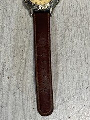 Vintage Nike Air 1238 Gold Tone Faced Watch Leather Band Needs Battery