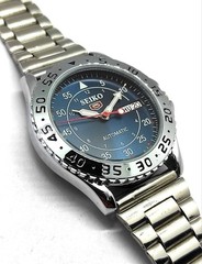 Vintage Refurbished Seiko Automatic Transparent Blue D/D Men’s WristWatch 38MM