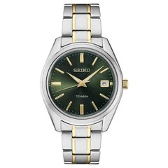 Seiko Men’s Watch Discover More Quartz Green Dial Two Tone Bracelet SUR377P1