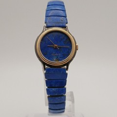 Bear Wan Handmade Quartz Watch Natural Lapis Lazuli Stone Dial Blue Leather