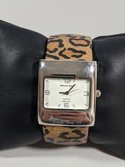 Alberto Fioro White Dial Square Silver Tone Case 30.5 mm Animal Pattern Watch