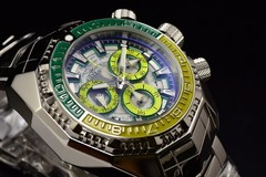 Invicta Aviator Men’s Multifunction Gold Dial Quartz Black Silicone Band Watch