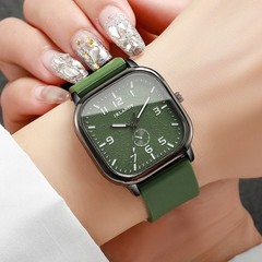 Square Quartz Watch Silicone Strap Casual Sports Men Women