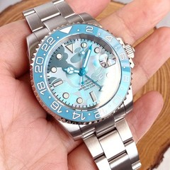 40mm Bliger Ice Blue Dial NH34A GMT Ceramic Bezel Sapphire Automatic Mens Watch