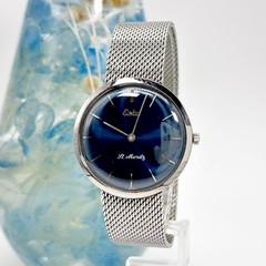ESKA St Moritz 10-128 Hand-Winding Vintage Watch Blue Dial Mesh Bracelet