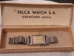 Felca S. A. Swiss tank watch Boxed rare early working Vyseor P.P.LD bracelet