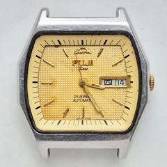 FUJITIME Citizen yellow Face Day&Date Automatic 21 Jewels Japan Wrist Watch
