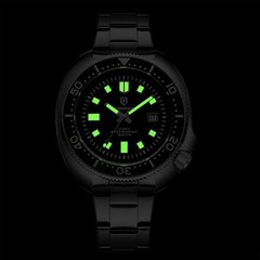44MM QINGXIYA Tuna Quartz Mens Watch Stainless Steel 30M Waterproof Luminous NEW