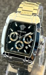 Vintage Versace Dominus Chrono Quartz Black Dial Sub-Sec/Date Wristwatch.