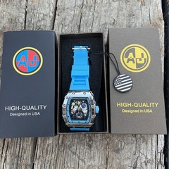 Brand New In Box Never Worn AJ Watch Astronaut Outer Space Stars Moon Sun Blue