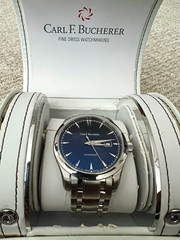 Carl F. Bucherer Manero Automatic Black Dial 38 MM Steel Bracelet Date Box