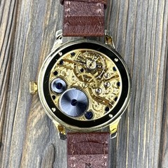 Marriage Watch – Swiss Vintage Movement 49mm, Hand Engraved Custom Gold Dial Dog