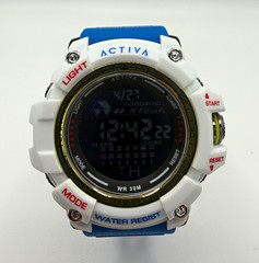 Activa By Invicta Digital 56mm White Case/Gold Inner Ring Dark Blue Straps