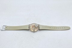 Swatch Clear Plastic Silver Dial Quartz Women’s Watch 33mm White Silicone Band