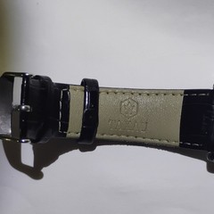 TAXAU Quartz Silver Dial Day Indicator Black Leather Stainless Steel Watch