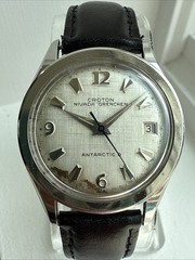 Vintage Croton Nivada Grenchen Antarctic “D” Men’s Watch Linen Dial Works