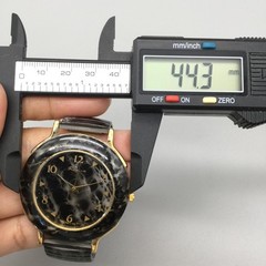 Ronica Watch Unisex 44mm Black Marbled Dial Gold Tone Stretch Band New Battery
