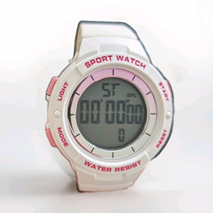 Women’s Sport Digital Wristwatch Water-Resistant Stopwatch White/Pink