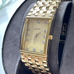 BULOVA Men’s Gold-Tone Diamond Stainless Steel Watch – 97F52