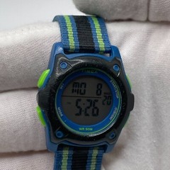 Timex Digital Watch 35mm Case Alarm Chronograph Blue Green Black Case Nylon