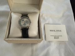 Solvil Et Titus Ladies Stainless Steel Dress Watch Quartz Black Leather Strap