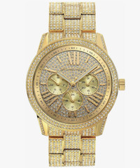 New Michael Kors MK6789 Oversized Brynn Pavé Gold-Tone Stainless Steel Watch