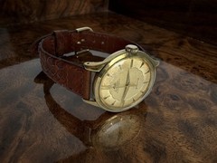 Mido Multifort Powerwind “SCALLOP DIAL” 17J Swiss Vintage 1950s Gold Dial
