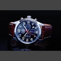 Seiko Overseas Model ALBA Chronograph Watch 10BAR Brown Leather Band Black