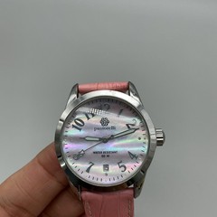 Pastorelli Womens Watch 34mm White MOP Dial Pink Leather Date New Battery