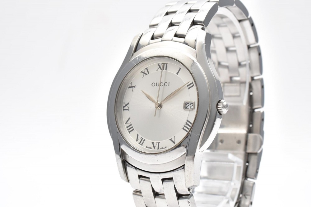 Authentic Gucci 5500M Quartz Silver Dial Date Watch