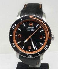 Mens Wenger Victorinox Swiss Made Military Army 43mm Roadster Black Orange Watch