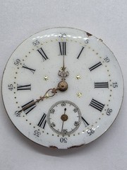 Vintage Pocket Watch Movement Cylinder Sub Second Hands Good Balance Main Spring