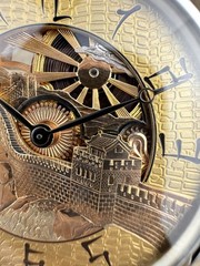 Skeleton Watch Hand Engraved & Vintage Swiss Pocket Watch Movement China, 48mm