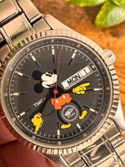 BEAMS × TIMEX Mickey Mouse Wristwatch Black/Silver Anime Manga used from Japan