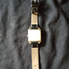 Warner Bros. Bad Kitty Analog Quartz Square Wristwatch Black Leather Strap
