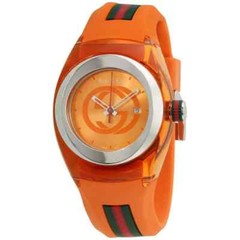 Gucci YA137311 Unisex Orange Silicone Band Brand New Watch