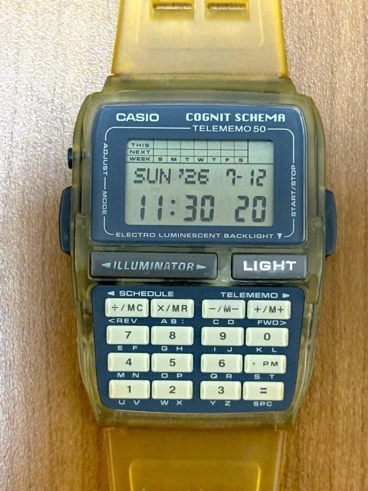 Casio Data Bank DBC-63 Yellow Men’s Watch Digital Quartz Vintage Used
