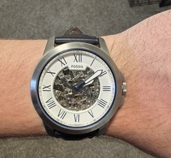 Fossil Grant ME3111 Stainless Steel Silver Case with Navy Leather Strap
