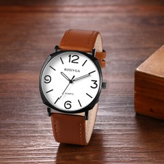 Simple Casual Men’s Large Digital Dial PU Leather Band Quartz Analog Wrist Watch