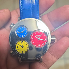 Pippo Lifetime Automatic Analog Watch 50m Silver Steel Blue Leather Strap