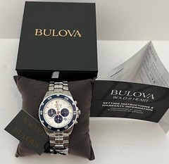 Bulova Marine Star Chronograph Stainless Steel Quartz Men’s Watch 98B423. NIB