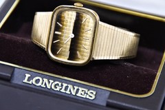 1970s Longines TV Watch, RARE Tiger’s Eye Eclipse Dial – Full-Set Box and Papers