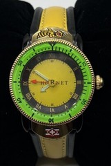 Swiss Hawaiian “Hornet” Watch Yellow/Black Dial and Green/Gold Bezel Without Box