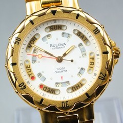 Vintage BULOVA ASTRONAUT 8984111 Men’s Quartz Watch 37mm White Dial
